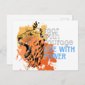 Brullen met moed, leven met macht briefkaart (Voorkant / Achterkant)