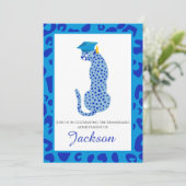 : Brullen met Pride Blue Leopard Kaart (Staand voorkant)