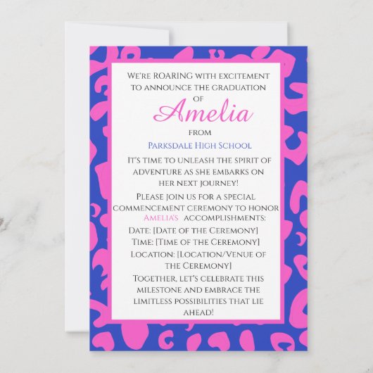 Brullen met trots! Afstuderen Roze Invitation Kaart (Achterkant)