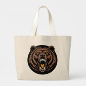 Brullend Beer Kracht Embleem Grote Tote Bag (Achterkant)