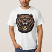 Brullend Beer Kracht Embleem T-shirt (Voorkant)
