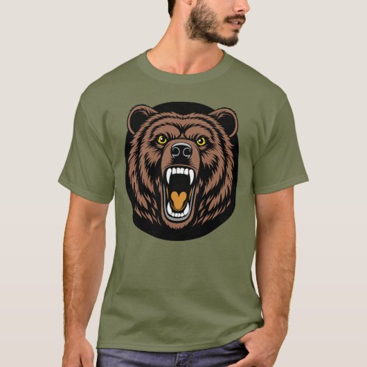 Brullend Beer Kracht Embleem T-shirt (Voorkant)