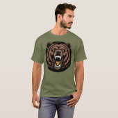 Brullend Beer Kracht Embleem T-shirt (Voorkant volledig)