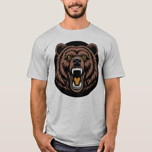 Brullend Beer Kracht Embleem T-shirt (Voorkant)