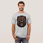 Brullend Beer Kracht Embleem T-shirt (Voorkant volledig)