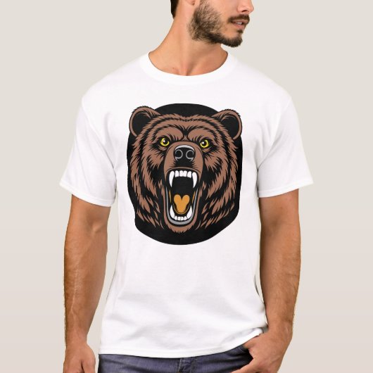 Brullend Beer Kracht Embleem T-shirt (Voorkant)