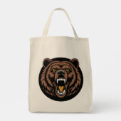 Brullend Beer Kracht Embleem Tote Bag (Achterkant)