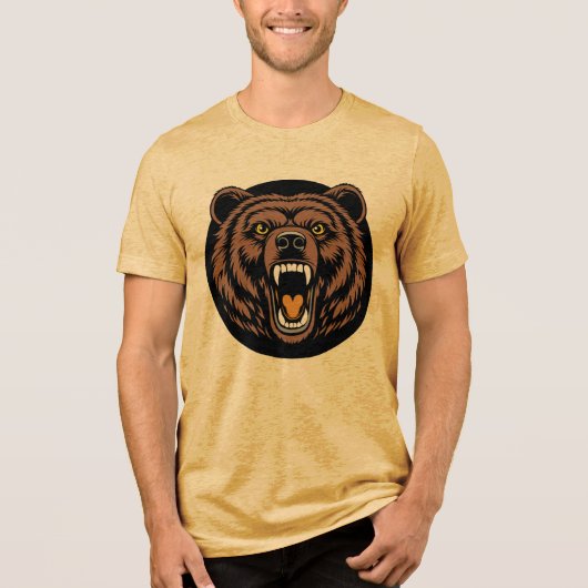 Brullend Beer Kracht Embleem Tri-Blend Shirt (Voorkant)
