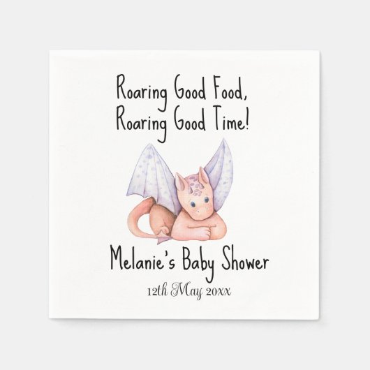 brullend goed voedsel draak Baby shower Servet (Voorkant)