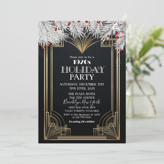 brullend jaren 20 jaren 1920 feestje kaart (Staand voorkant)