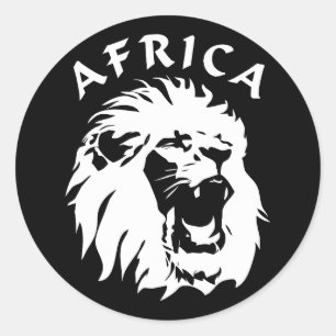 brullend leeuwengezicht   Afrika Ronde Sticker