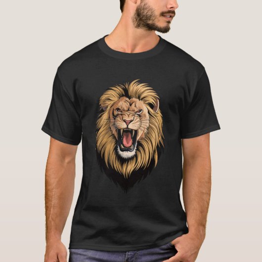 Brullend leeuwengezicht t-shirt (Voorkant)