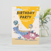 Brullend leuk dinosaurusfeest uitnodigingen: leuk, kaart (Staand voorkant)