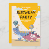 Brullend leuk dinosaurusfeest uitnodigingen: leuk, kaart (Voorkant / Achterkant)
