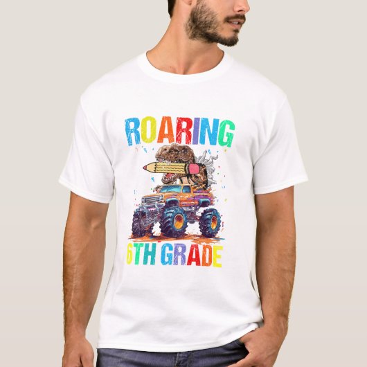 Brullend naar de 6e klas Dinosaurus T-shirt (Voorkant)