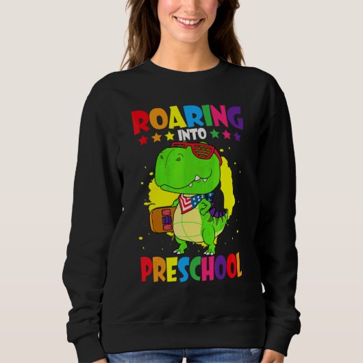 Brullend naar de kleuterschool Dinosaurus Leraar P Trui (Voorkant)