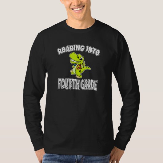 Brullend naar de vierde klas Rex Dinosaur Terug na T-shirt (Voorkant)