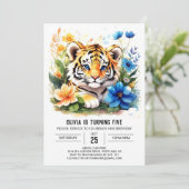 Brullend Oerwoud Tijger Jongen Verjaardagsuitnodig Kaart (Staand voorkant)