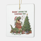 Brullend Rond De Kerstboom Grappige T-Rex Keramisch Ornament (Links)