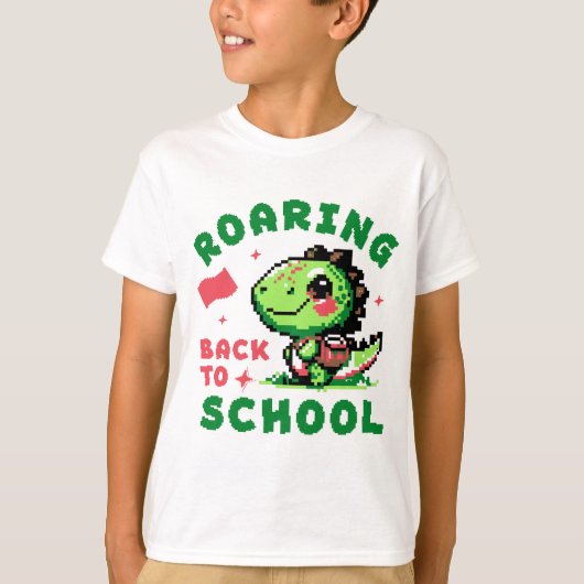 Brullend terug naar school dinosaurus ontwerp t-shirt (Voorkant)