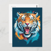 brullend tijgergezicht briefkaart (Voorkant / Achterkant)