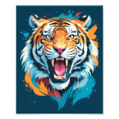 brullend tijgergezicht foto afdruk (Voorkant)