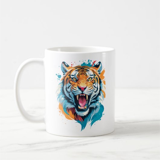 brullend tijgergezicht koffiemok (Links)