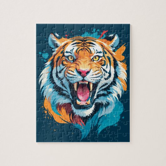 brullend tijgergezicht legpuzzel (Verticaal)