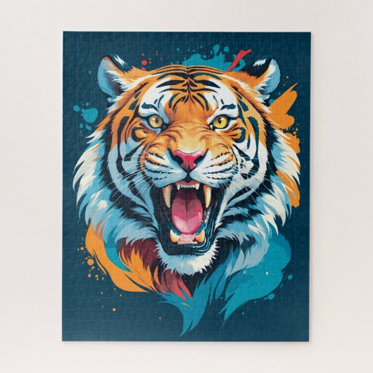 brullend tijgergezicht legpuzzel (Verticaal)