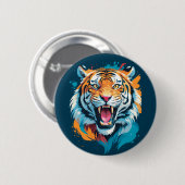 brullend tijgergezicht ronde button 5,7 cm (Voorkant /achterkant)