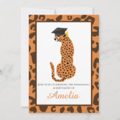 Brullend van trots afstudeeruitnodiging luipaard kaart (Voorkant)