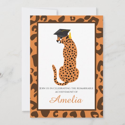 Brullend van trots afstudeeruitnodiging luipaard kaart (Voorkant)