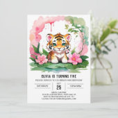 brullend wild een tijger thema verjaardag kaart (Staand voorkant)