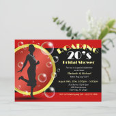 brullende 20's Flapper Meisje Bridal Douche Uitnod Kaart (Staand voorkant)