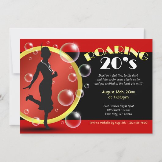 brullende 20's Flapper Meisje Giechelen Water Uitn Kaart (Voorkant)