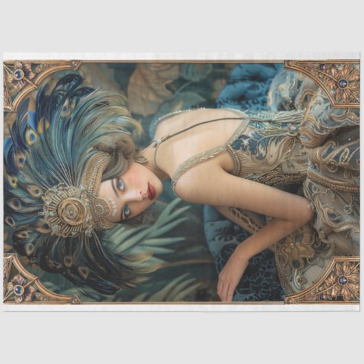 Brullende 20's, Gatsby Flapper, Schoonheidsportret Tissuepapier (Voorkant)