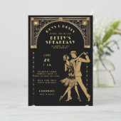 Brullende 20s Gatsby Flapper Speakeasy Chique Verj Kaart (Staand voorkant)