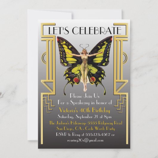 brullende 20's uitnodiging (Voorkant)