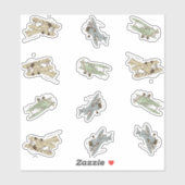 Brullende Art Deco Bi-planes - blauw groen custom  Sticker (Vel)
