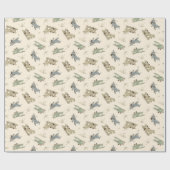 Brullende Art Deco Bi-planes - blauw groen patroon Cadeaupapier (Vlak)