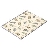 Brullende Art Deco Bi-planes - blauw groen patroon Notitieboek (Linkerzijde)