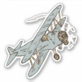 Brullende Art Deco Bi-planes - blauwe single. Sticker (Voorkant)