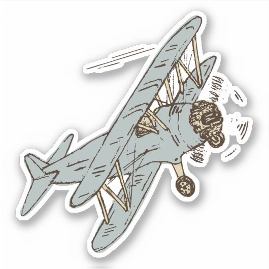 Brullende Art Deco Bi-planes - blauwe single. Sticker (Voorkant)