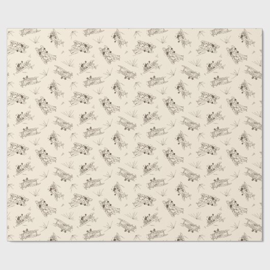 Brullende Art Deco Bi-planes - geschetst patroon. Cadeaupapier (Vlak)