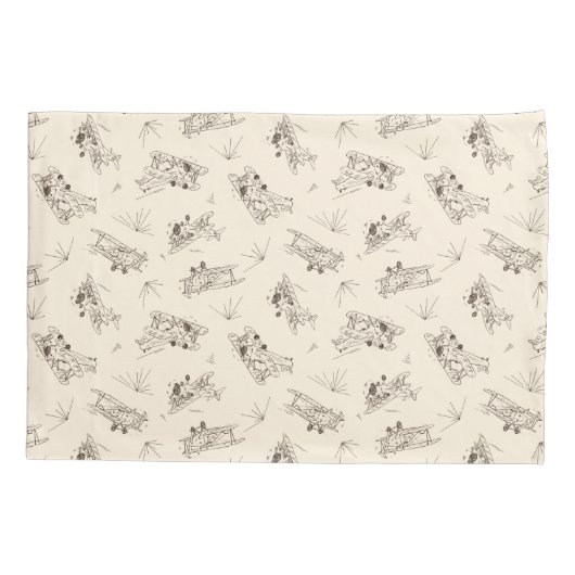 Brullende Art Deco Bi-planes - geschetst patroon. Kussensloop (Achterkant)