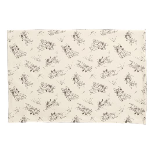 Brullende Art Deco Bi-planes - geschetst patroon. Kussensloop (Voorkant)