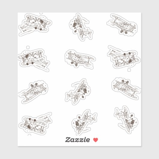 Brullende Art Deco Bi-planes - geschetste custom c Sticker (Vel)