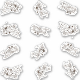Brullende Art Deco Bi-planes - geschetste custom c Sticker