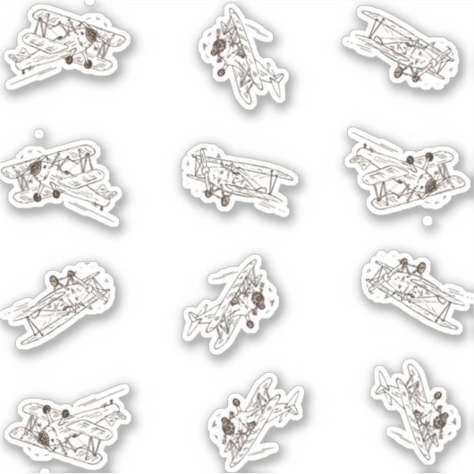 Brullende Art Deco Bi-planes - geschetste custom c Sticker (Voorkant)