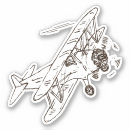 Brullende Art Deco Bi-planes - geschetste single. Sticker